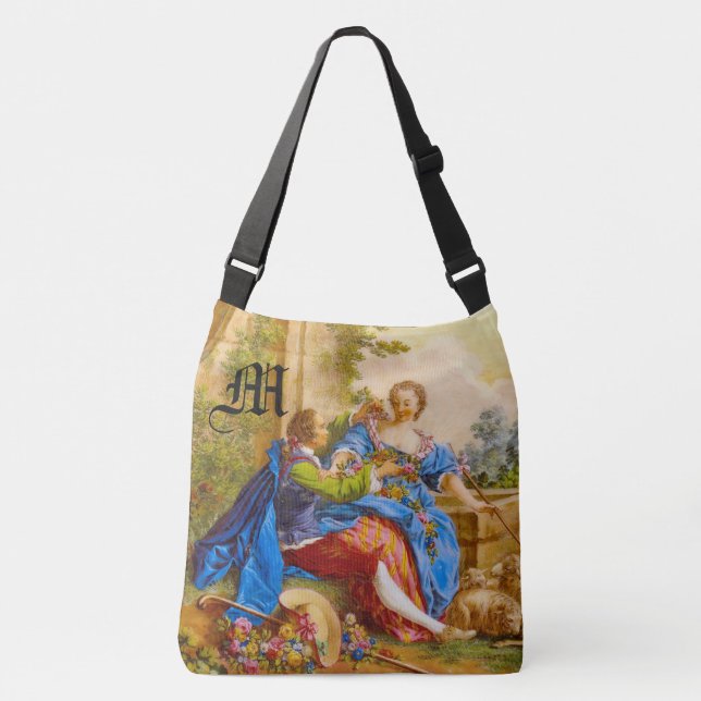 Secret Romantik Girly Baroque Monogram Personalize Axelväska (Framsida)