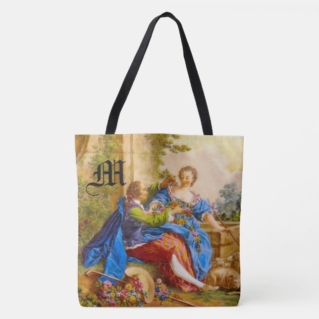 Secret Romantik Girly Monogram Personalize Tygkasse (Framsida)