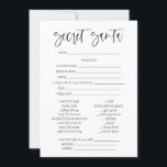 Secret Santa Frågeformulär Julspel Rolig Inbjudningar<br><div class="desc">Detta moderna,  minimala,  hemliga julspel har ett vackert kalligrafteckensnitt   ett enkelt serif-teckensnitt. Redigera alla formuleringar för att anpassa det här moderna helgdag till din händelse   stil!</div>