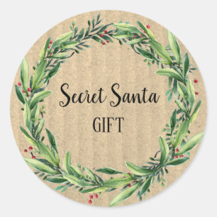 Secret Santa Gift Blommigt WandeFunny Runt Klistermärke