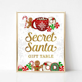 Secret Santa Gift Bord undertecknar jul Party Poster