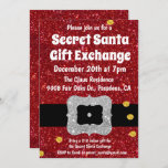 Secret Santa Gift Exchange-inbjudan Inbjudningar<br><div class="desc">Hemlig inbjudan till Santa Dirty Santa Helgdag,  julafton Winter Party Glitter</div>
