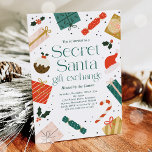Secret Santa Gift Exchange Julfest Inbjudningar<br><div class="desc">Hemlig inbjudan till Julfesten för jultomtutväxling Alla utformningar är © PIXEL PERFECTION PARTY LTD</div>