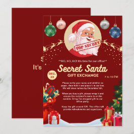 Secret Santa Gift Exchange Office Home Red Party Inbjudningar
