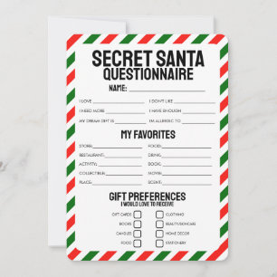 Secret Santa Gift Questionnaire Inbjudningar