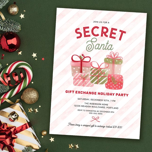 Secret Santa Helgdag Gift Exchange Party Inbjudningar (Skapare uppladdad)