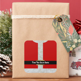 Secret Santa Kostym Personlig jul Fyrkantigt Klistermärke