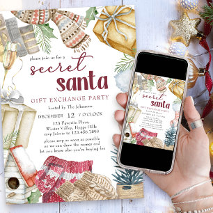 Secret Santa Mysigt julklapp Exchange Party Inbjudningar