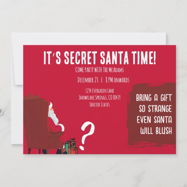 Secret Santa Party – Funny Invitation Card Inbjudningar (Framsida)
