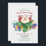 Secret Santa Party Inbjudningar<br><div class="desc">En underbar inbjudan till en hemlig Santa party med tomten som poppar ut från en presentlåda. (Vattenfärgsvektor skapat med pikisuperstar - www.freepik.com). Kortet är enkelt att anpassa med text, teckensnitt, teckensnitt, färg, papper form och val av papper text. Inte exakt vad du är tittar för? Alla våra produkter kan vara...</div>