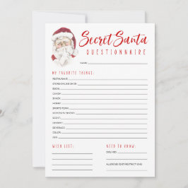 Secret Santa Questionnaire Gift Exchange Party Anteckningskort