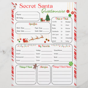 Secret Santa Questionnaire Reklamblad