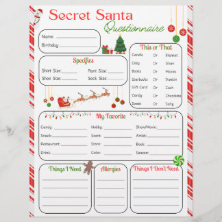Secret Santa Questionnaire Reklamblad