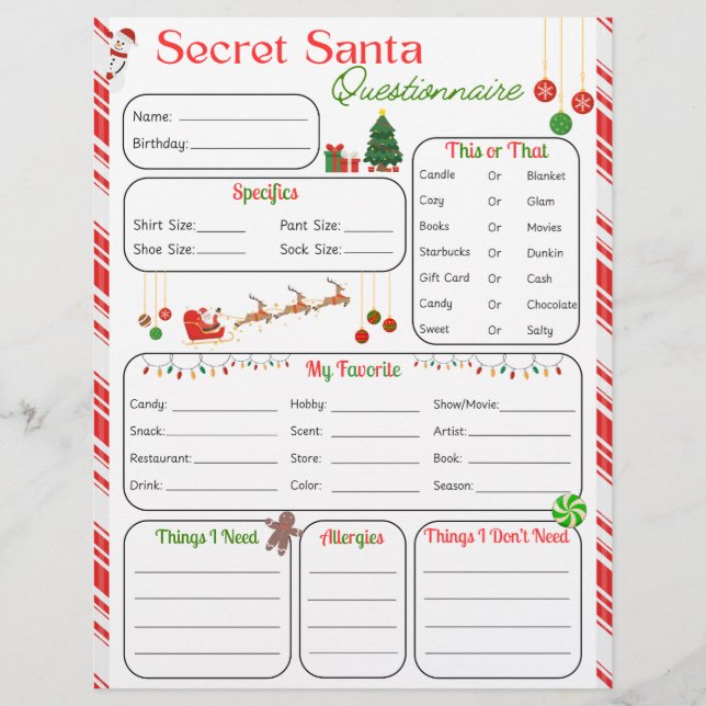 Secret Santa Questionnaire Reklamblad (Framsidan)