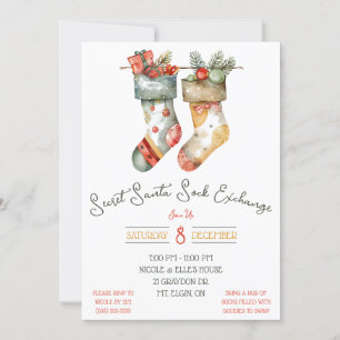 Secret Santa, Sock Swap, Exchange Julfest Inbjudningar