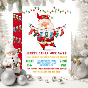 Secret Santa Sock Swap Exchange Party Inbjudningar