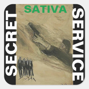 SECRET SERVICE SATIVA FYRKANTIGT KLISTERMÄRKE