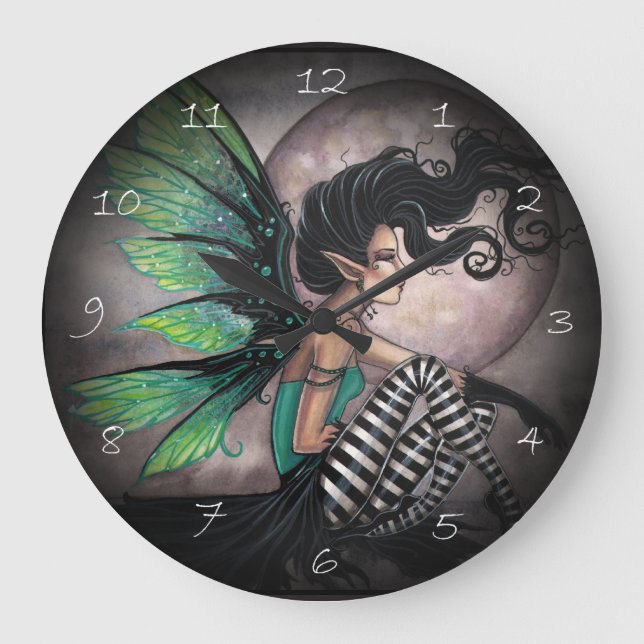 Secret Ställe Gothic Fairy Fantasy Art Clock Stor Klocka (Framsida)