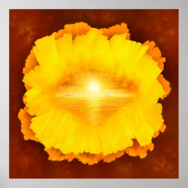 "Secret World" surrealistisk solnedgång ömålning Poster