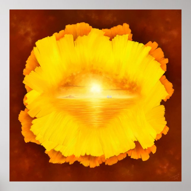 "Secret World" surrealistisk solnedgång ömålning Poster (Framsidan)