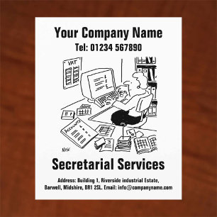 Secretarial Services Cartoon Design Flygblad