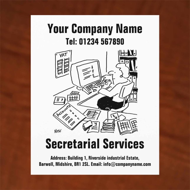 Secretarial Services Cartoon Design Flygblad (Skapare uppladdad)