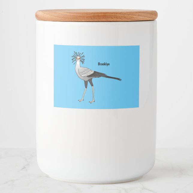 Secretary bird cartoon illustration mat etiketter (Framsida)