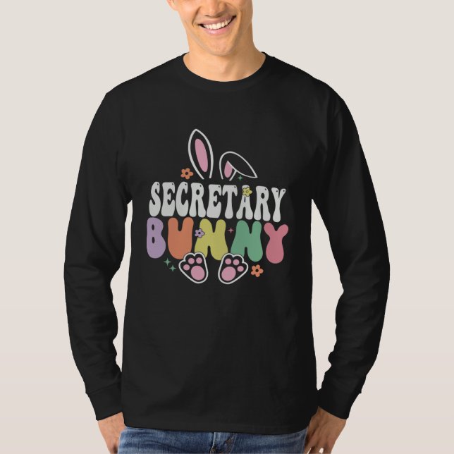 Secretary Bunny  Easter Day Groovy Family Matching T Shirt (Framsida)