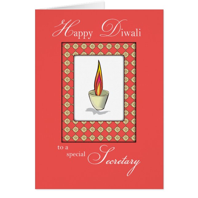 Secretary Diwali Candle on Red Hälsningskort (Framsidan)