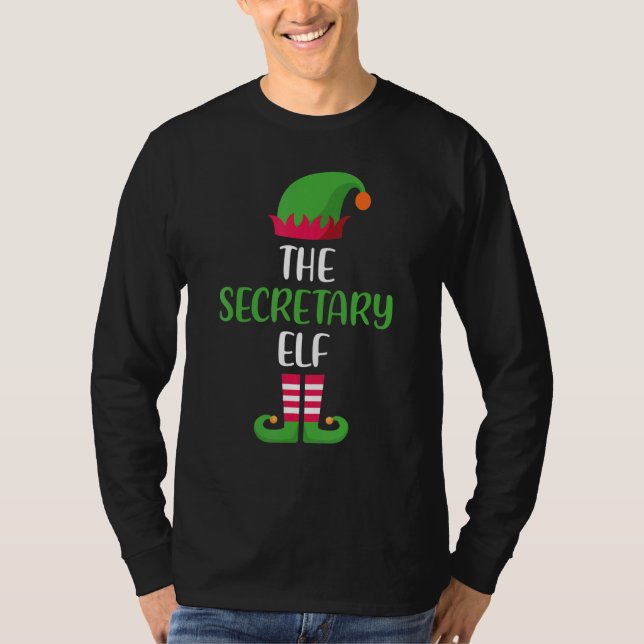 Secretary Elf Family Matching Group Christmas Paja T Shirt (Framsida)