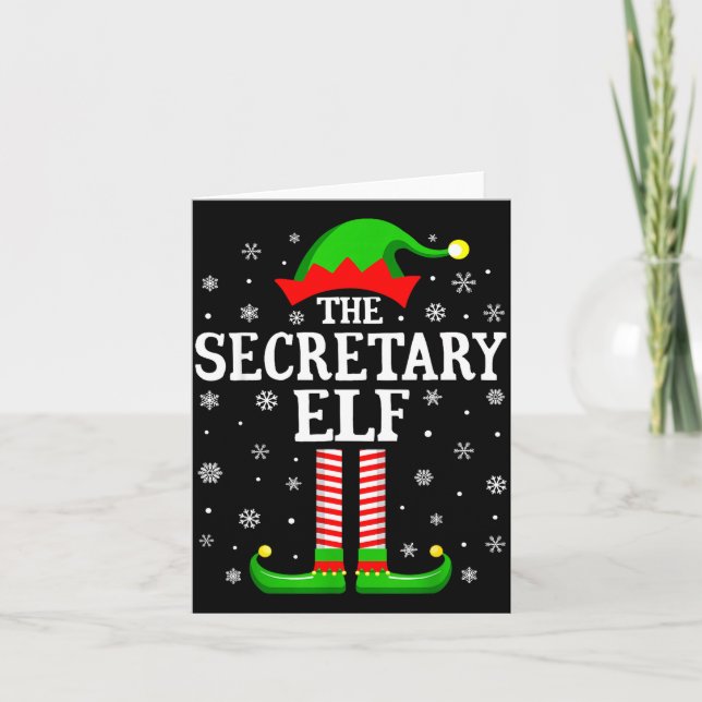 Secretary Elf Funny Christmas Family Matching  Kort (Framsida)