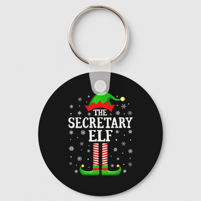 Secretary Elf Funny Christmas Family Matching  Nyckelring (Framsida)