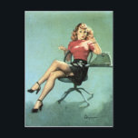 Secretary Pin Up Vykort<br><div class="desc">Vintagen sitter fast.</div>