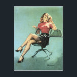 Secretary Pin Up Vykort<br><div class="desc">Vintagen sitter fast.</div>