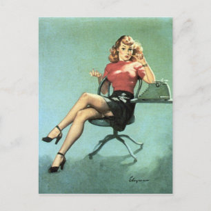Secretary Pin Up Vykort