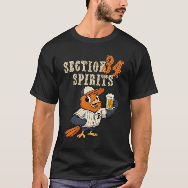 Section 34 spirits baseball art t shirt (Framsida)