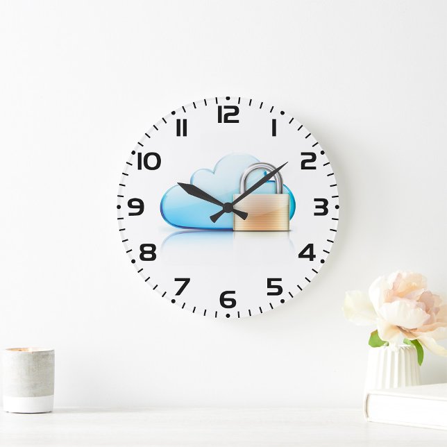 Secure Cloud Storage Icon with Padlock Stor Klocka (Skapare uppladdad)