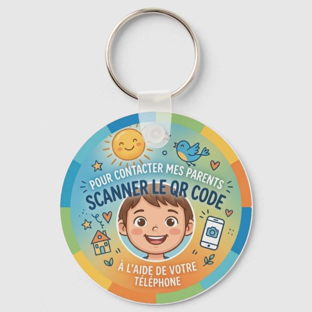 Sécurité Enfant QR Code Pour contacter parents Nyckelring (Framsida)