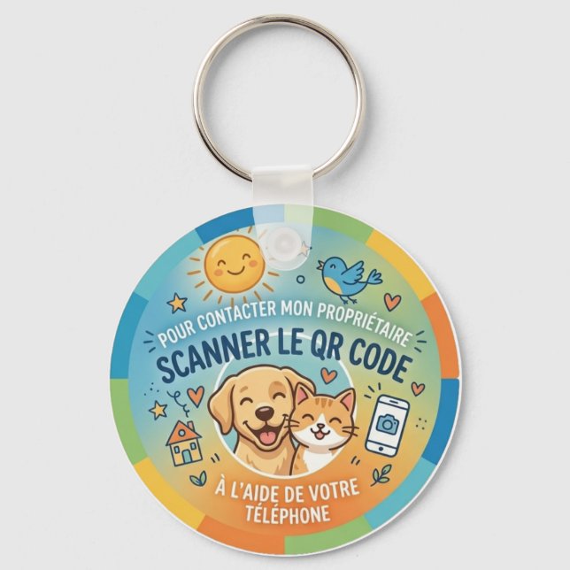 Sécurité QR Code Animaux Nyckelring (Framsida)