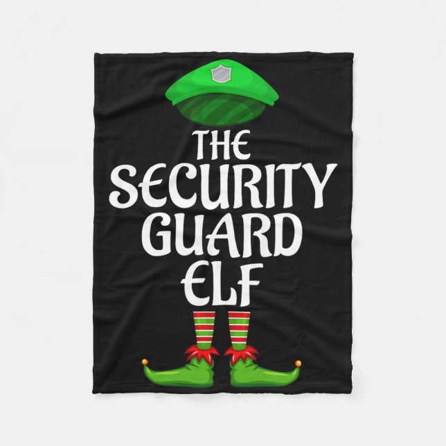 Security Guard Elf Matching Family Group Christmas Fleecefilt (Framsidan)