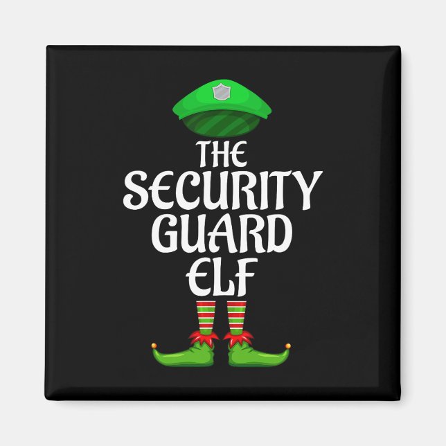 Security Guard Elf Matching Family Group Christmas Magnet (Framsidan)