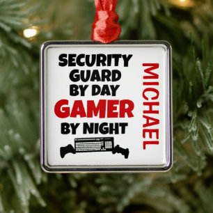 Security Guard Kärlek spelar videospel Julgransprydnad Metall
