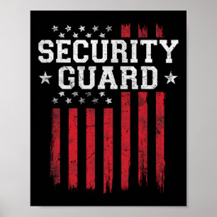 Security Guard Proud American Flagga USA USA Patri Poster