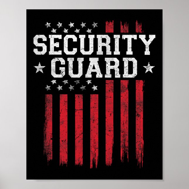 Security Guard Proud American Flagga USA USA Patri Poster (Framsidan)