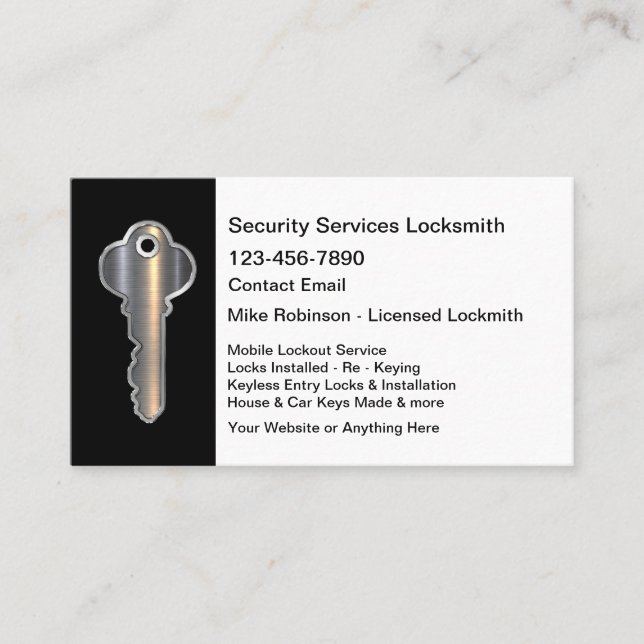 Security Locksmith Metallic House Nyckel Theme Visitkort (Framsida)
