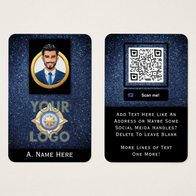 Security Tillsatta lagar Tech Pros Blue Glitter Visitkort (Framsida & baksida)