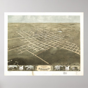 Sedalia Missouri 1869 antika panorama- karta Poster