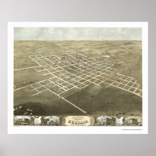 Sedalia, MO Panoramic Karta - 1869 Poster