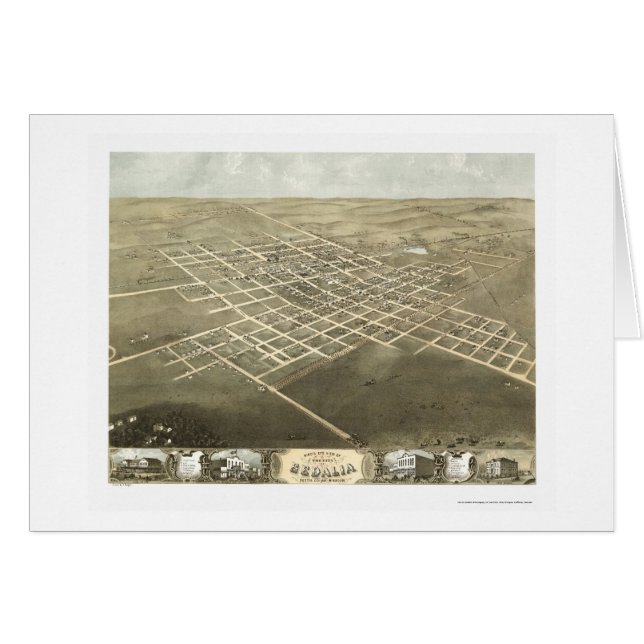 Sedalia panorama- karta för MO - 1869 Hälsningskort (Framsidan Horizontal)