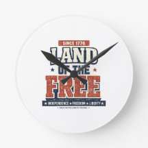 Sedan 1776 Land of the Free Patriotiska USA Väggur